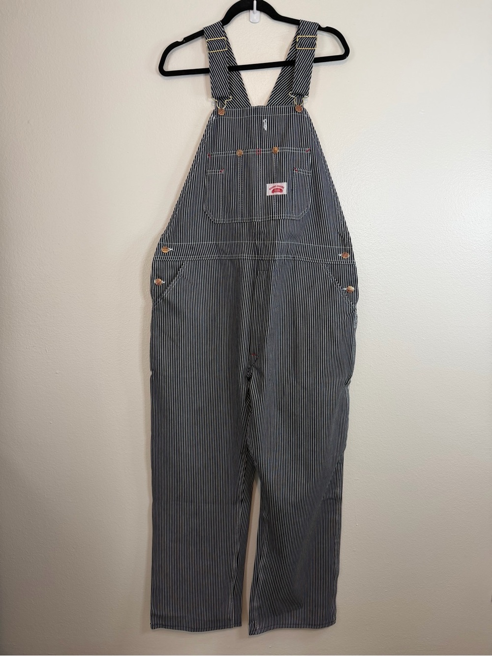 NWT Round House Bib Overalls Mens 42x30 Engineer Stripe Zip Fly